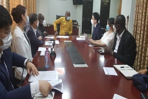 A delegation from Korea Rural Community Corporation Overseas, calls on the Hon. Deputy Minister for Food and Agriculture, Hon. Mohmmed Hardi Tufeiru